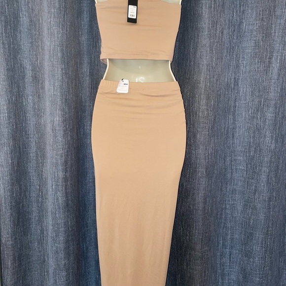 Fashion Nova Tan Maxi Pencil Skirt Set - Picture 2 of 3